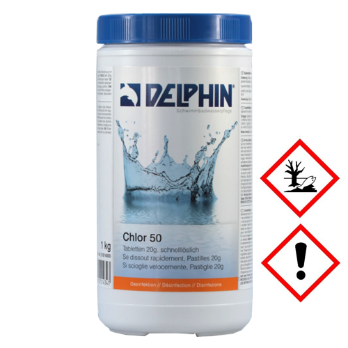 Delphin Chlor 50 Tabletten 20 g 1 kg schnelllöslich