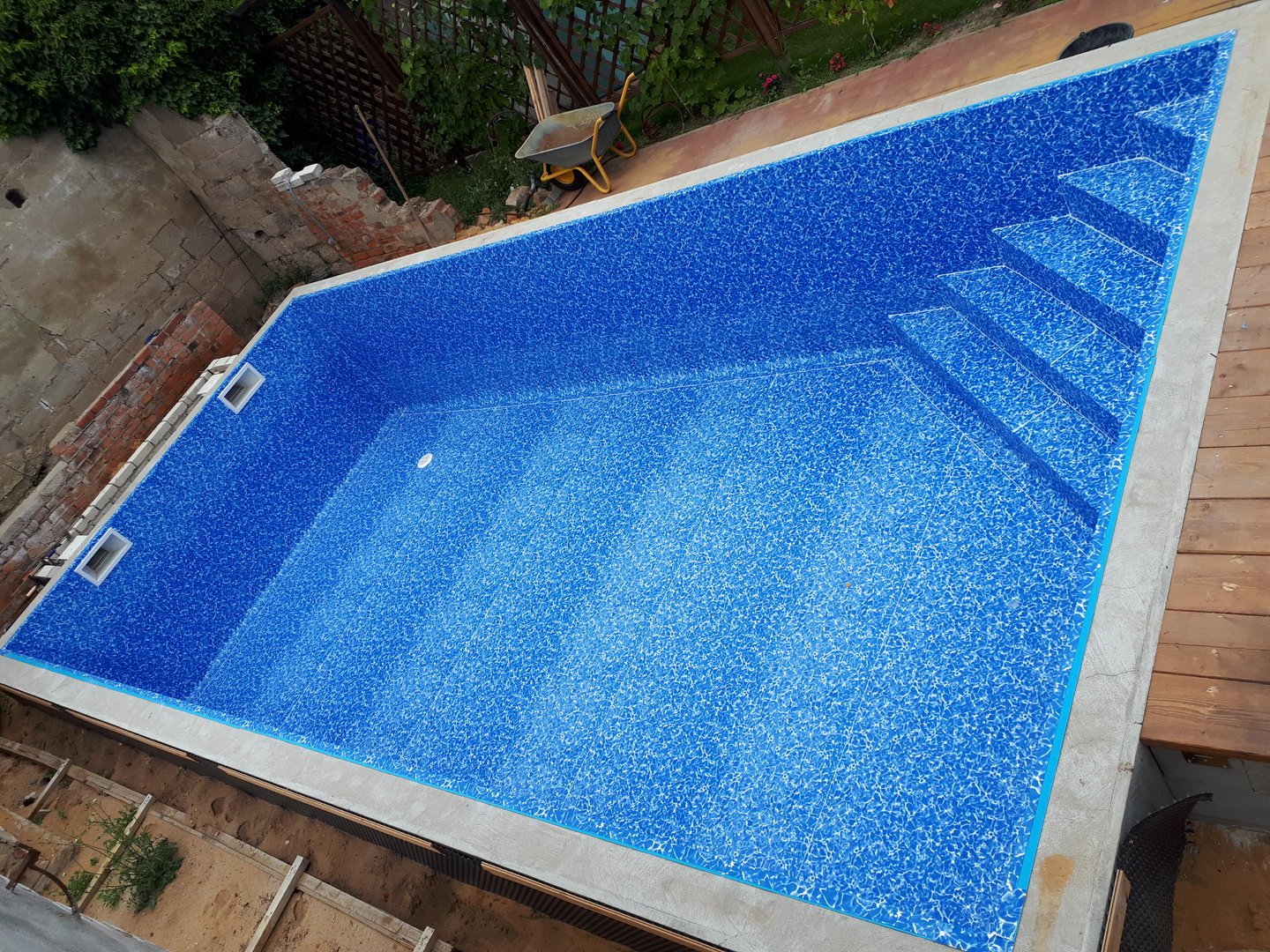 Poolfolie Schwimmbad schweißen Folienschweißung Pool Teich vor Ort Preis pro m² 