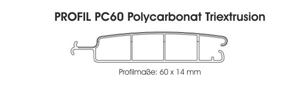 Profil PC60 Polycarbonat Triextrusion (dreifacher Schutzschicht)